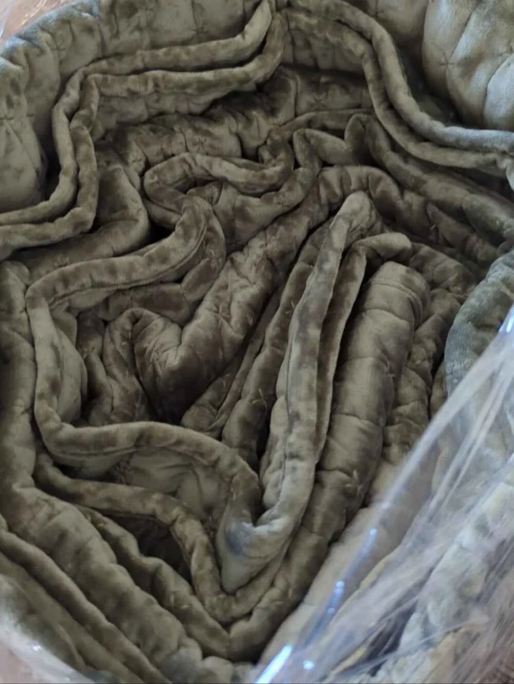 Velvet Quilt Set Full/Queen Size 90''x98'', Lightweight Olive Green Velvet